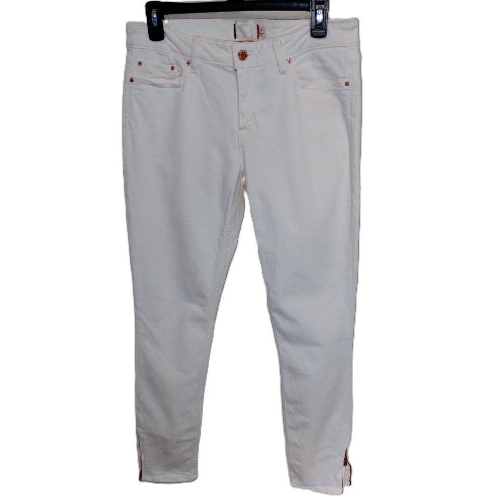 Tommy Hilfiger White Ankle Zip Skinny Jeans Zipper Cuff Size 6